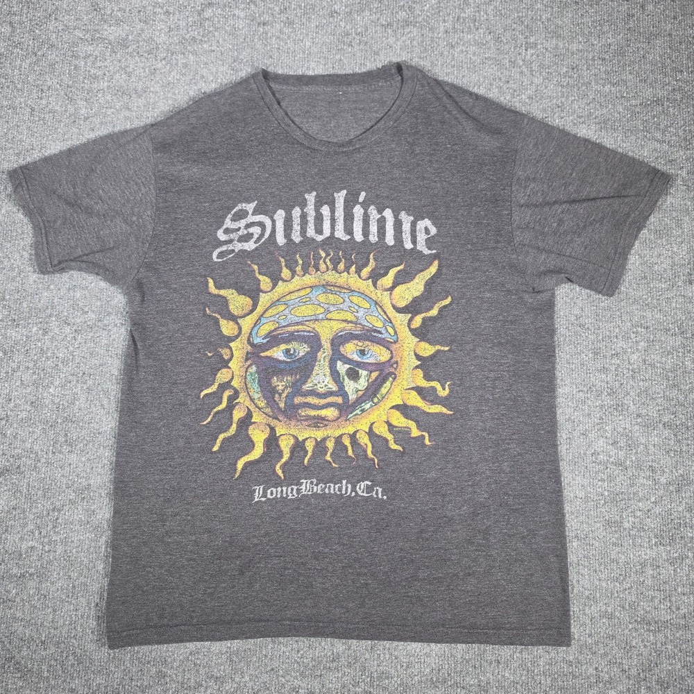 Sublime Band T-Shirt Charcoal Heather Grey Sun Logo Long Beach Ca Graphic Tee
